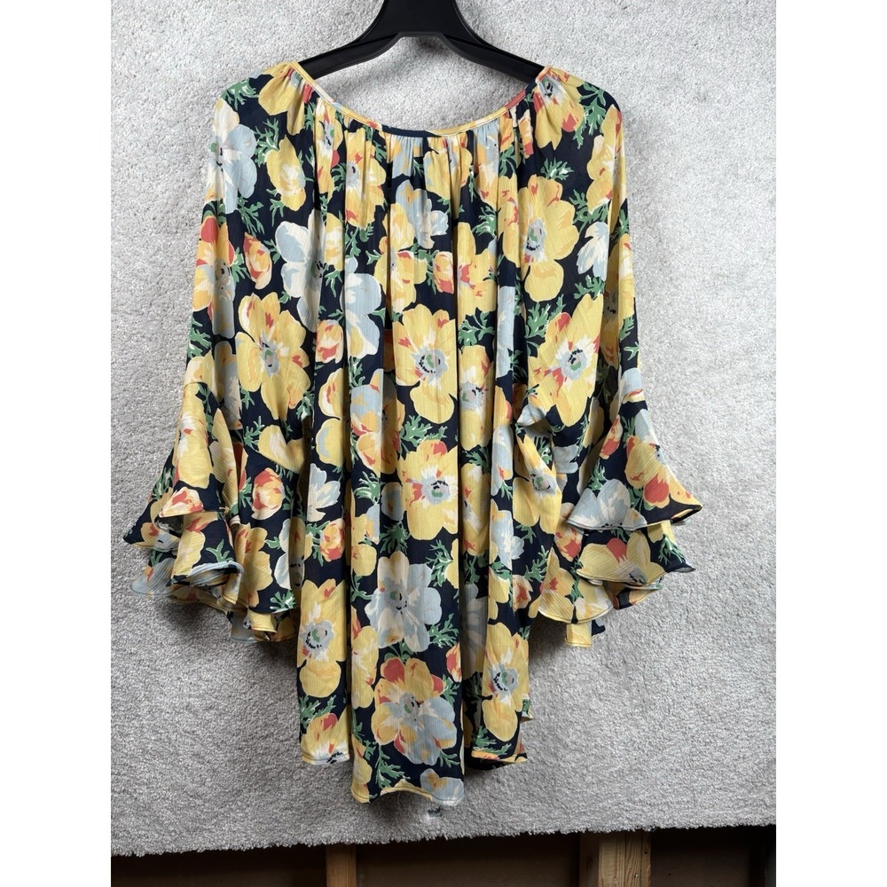 Chaps Ralph Lauren Womens Yellow FLoral Shirt Top Blouse Pullover Loose 2X Plus - Picture 4 of 6
